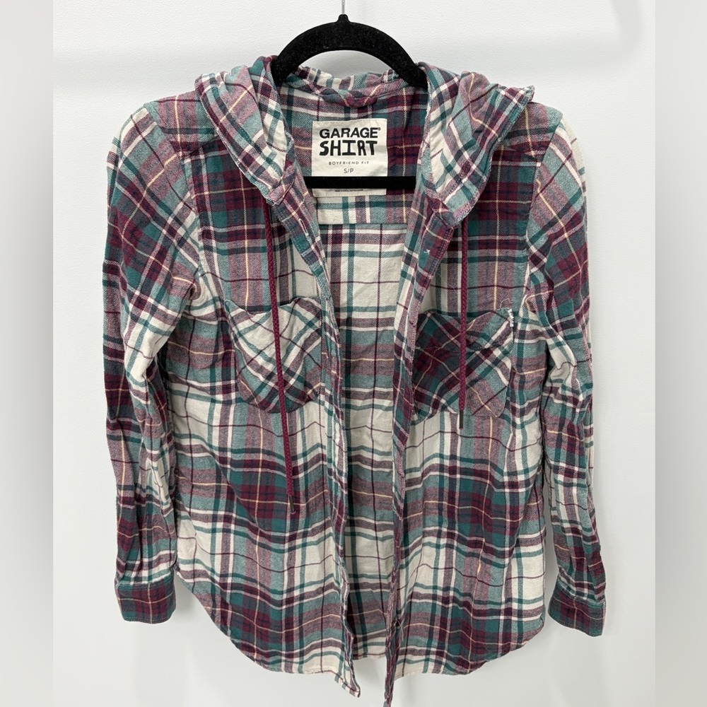 Garage Plaid Flannel Boyfriend Hoodie - Small